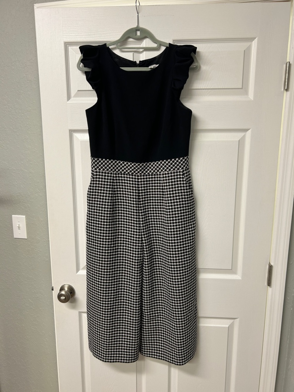 1901 Black Bodice Black & White Gingham Wide-Leg Jumpsuit